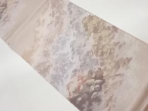 抽象松に木々模様織出し袋帯